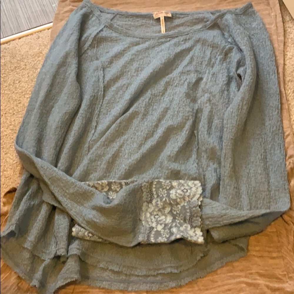 Free people light blue see through/gauze type top